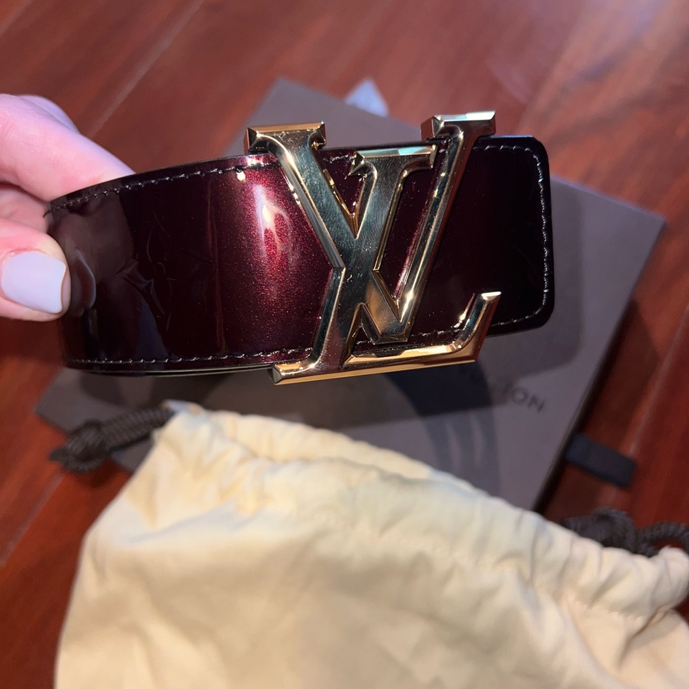 Louis Vuitton Patent Leather Burgundy Belt.